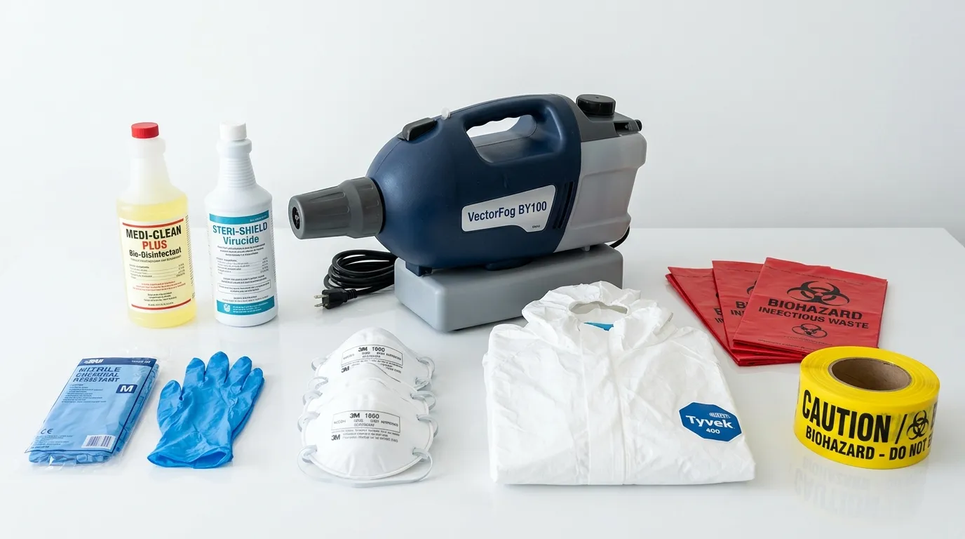 Professional biohazard remediation crew working in Otis Orchards-East Farms