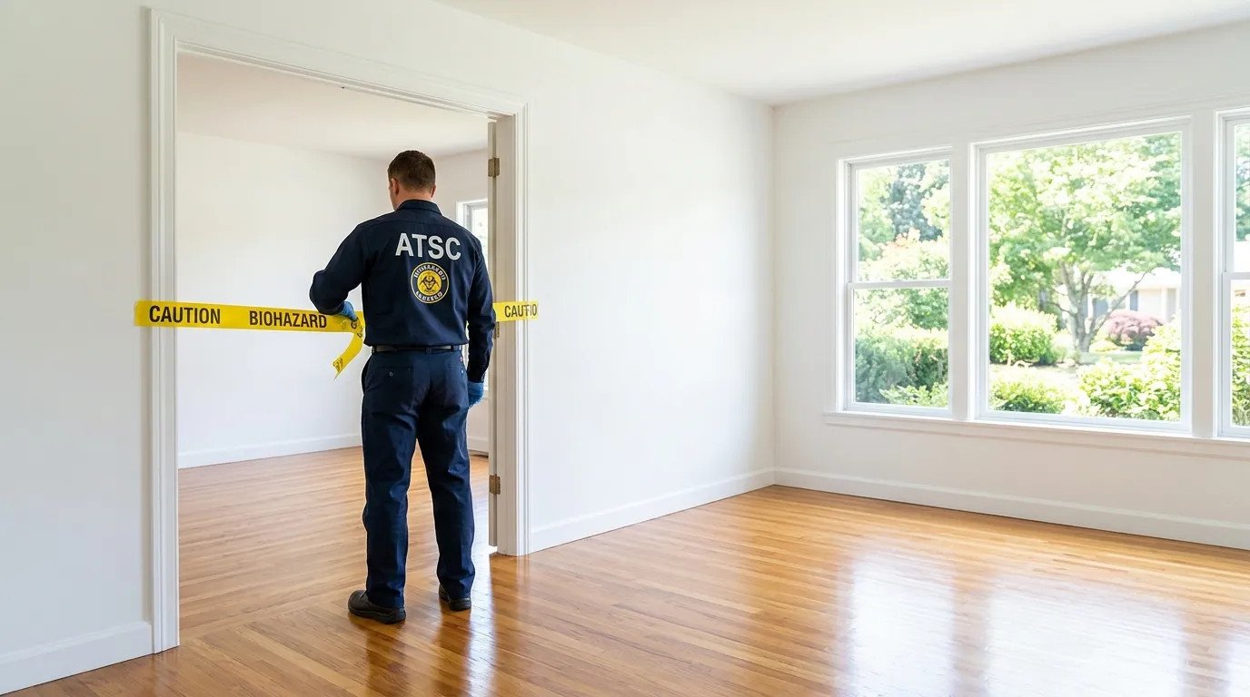 Certified biohazard cleanup crew performing Crime Scene Cleanup in Otis Orchards-East Farms